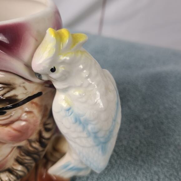 Vintage One Eyed Pirate Buccaneer Toby Style Mug With Parrot‎ Handle Japan - Picture 3 of 9